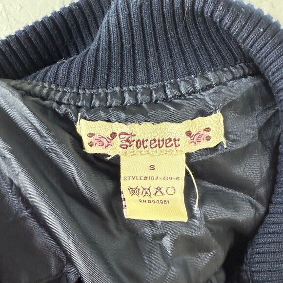 Vintage Y2K Forever 21 Women's Jacket Small Button 3/4 Sleeve Coat Navy G8 - Picture 5 of 5